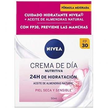 NIVEA Crema de Día Nutritiva FP30 1 x 50 ml, crema facial con protector solar 30, crema hidratante facial para piel seca y sensible con manteca de karité