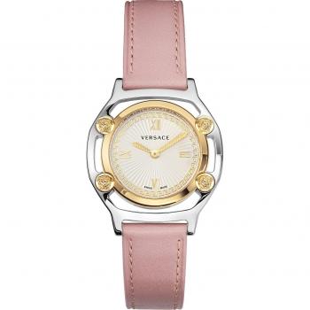 Versace Medusa Leather Watch Pink White/Gold, Multicolor Female, Size: ONE SIZE