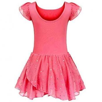 trudge niñas Ropa de Ballet Vestido de Ballet niñas Manga Corta Ballet de algodón Leotardo Traje de Ballet Vestido de Baile Cuerpo de Baile con Falda tutú