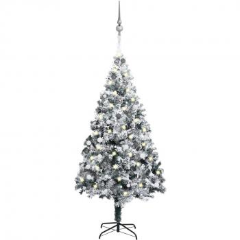Árbol de Navidad artificial con luces LED y bolas de PVC verde 240 cm