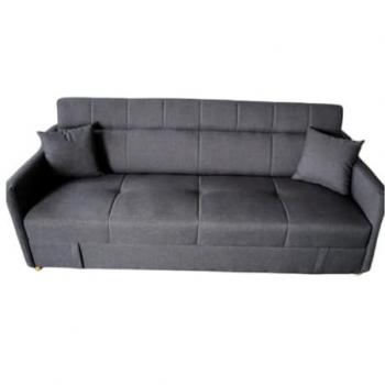 Sofá cama convertible de 3 plazas con baúl de almacenamiento en tejido gris oscuro - Diseño ADARE