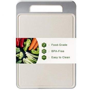 Decorus Tablas de Cortar para Cocina Trigo Cereales Fibra - con surcos, Asas de Fácil Agarre, Patas Antideslizantes Fácil de Limpiar