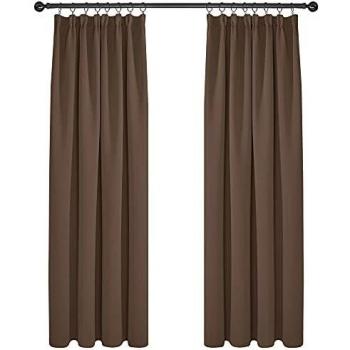 Deconovo Cortinas Fruncidas Termicas Aislantes Frio y Calor para Dormitorio Matrimonio Salón Hotel Casa Exterior con Bolsillos 1 Par 229 x 229 cm Marrón