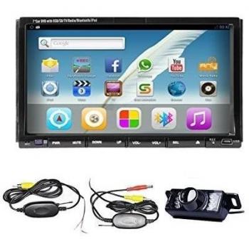 Android 4.2.2 cš¢mara de seguridad inalš¢mbrica gratuita Din 7 pulgadas reproductor de DVD del coche estšŠreo jugador mš¢s rš¢pido de 2 GHz 2-Core de la pantalla capacitiva multi-tš¢ctil de doble Car PC Radio GPS BT WiFi Radio SD GPS en el tab