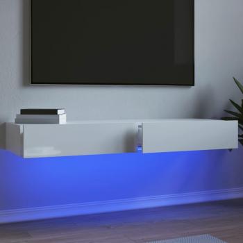 Mueble de TV con luces LED vidaXL, 2 unidades, dimensiones 60x35x15.5 cm, color blanco brillo, ideal para salón y televisor