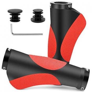 HNOOM Puños MTB Ergonomicos, Puños para Bicicleta Doble Bloqueo, Antideslizante Caucho Puños Manillar Bicicleta, para Bici de Montaña MTB BMX con Mango de Diámetro 22mm