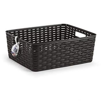 Cajas Organizadoras de Plástico Estilo Rattan Apilables de 5, 6, 10 y 12 Litros (3 Piezas) para Almacenamiento en Hogar y Oficina