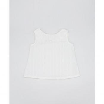 Blusa cuello volante cenefa rombos blanco
