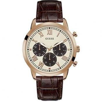 GUESS Men's Analog Quartz Watch with Leather Crocodile Strap GW0067G3