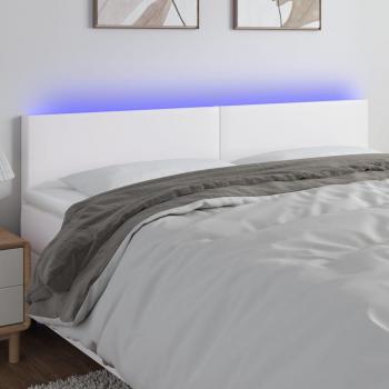 Cabecero LED blanco 200x5x78/88 cm en cuero sintético