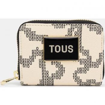 Monedero Tous Kaos Pix Mediano en Beige con Estampado de Logos