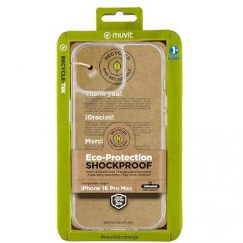 Muvit For Change Funda Shockproof 2m Transparente Compatible con Apple iPhone 16 Pro Max