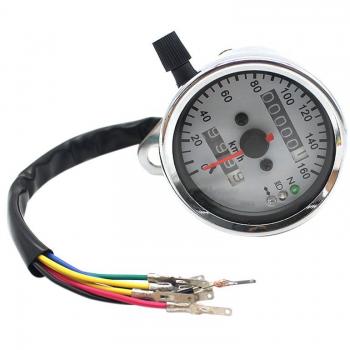 Pixnor Motocicleta doble odómetro velocímetro indicador Speed Meter con Faro giro indicadores neutros