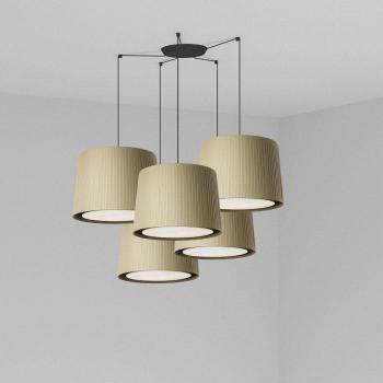 Colgante Samba de Acero con Tejido, 5 bombillas E27, dimensiones 500x350x450 mm, color negro