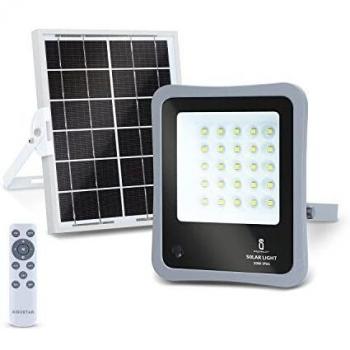 Aigostar - Foco proyector LED solar con mando a distancia, 30W, 6500K luz blanca. Resistente al agua IP65. Perfectos para exterior jardín, patios, caminos o garajes