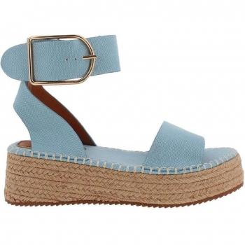 Sandalia Blogger de plataforma en azul con hebilla