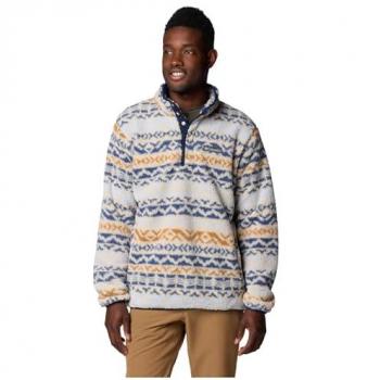 Forro polar Columbia Rugged Ridge Half Snap Fleece beige azul - L, características: material suave y cálido, diseño de media cremallera (half snap), color beige con detalles en azul, talla L