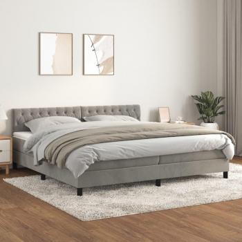 Cama box spring de muelles con colchón gris claro 200x200 cm terciopelo