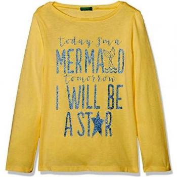 United Colors of Benetton T-Shirt L/s Camiseta, Amarillo