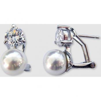 Pendientes Basic Tuyó de circonita y perla blanca 8mm