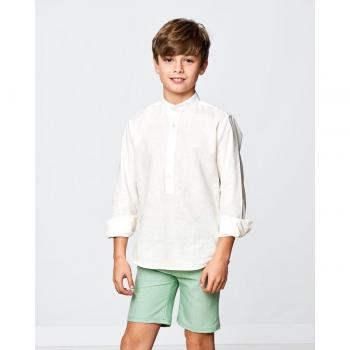 Camisa de niño Spagnolo manga larga cuello polera blanca
