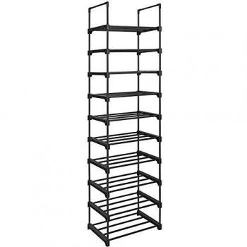 Estante zapatero de 10 niveles, diseño para ahorro de espacio en recibidor, dormitorio y sala de estar, 45x30x174 cm