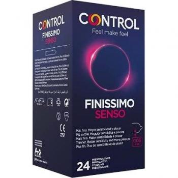 Control Preservativos Finissimo Senso. Caja Pack Ahorro 24 Condones Más Fino, Mayor Sensibilidad, Lubricados, Sexo Seguro. Disfruta de unos Preservativos con Ajuste Perfecto para una Relación Segura.