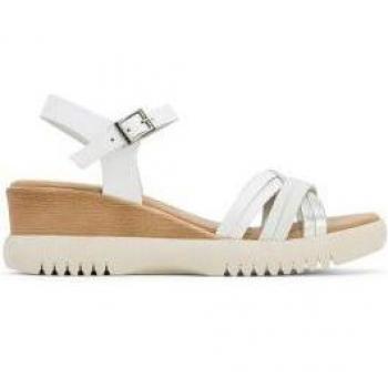 Sandalias Porronet de cuña de piel blanco - Altura 5cm