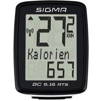 Sigma Sport Bicycle Computer BC 9.16 ATS, 9 Functions, Maximum Speed, wireless Bike Computer, Black