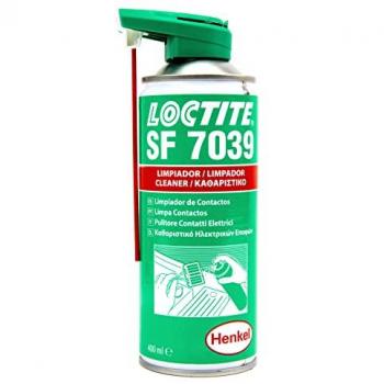 Limpiador de contacto Loctite SF 7039 - 400ml, limpiador especializado para eliminar residuos de aceites, grasas y suciedad en componentes eléctricos y electrónicos, formulación rápida que evapora sin dejar residuos, ideal para preparar