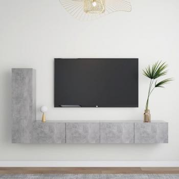 Set de muebles de salón TV 3 piezas en madera ingeniería gris hormigón