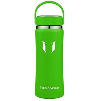 Super Sparrow Botella de Agua Acero Inoxidable - 500ml, Boca Ancha Termo, Sin BPA Free, Botellas Termica Reutilizable Frascos Térmicos para Niños & Adultos, Deporte, Oficina, Yoga, Ciclismo
