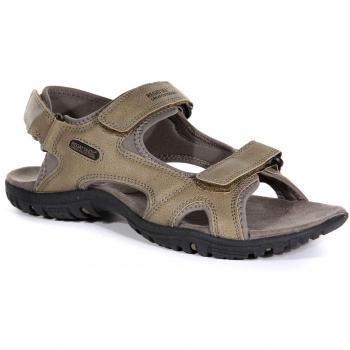 Regatta Men's Haris Lightweight Sandals, Faux Leather, Three Strap, Tan/Walnut Treetop, Size UK9