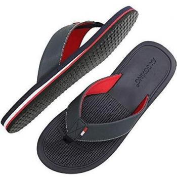 AX BOXING Chanclas Hombre Playa Caballeroso Cuero Flip Flop Sandalias Azul Rojo Antideslizante Interior Al Aire Libre Tamaño 40-46