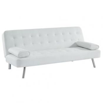 Sofá cama clic-clac MICHELLE II de piel sintética blanca para 2 personas