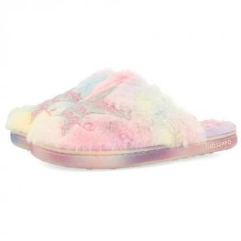 Zapatillas de casa para niña Mezotur con bordado de estrella y glitter multicolor