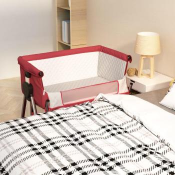 Cama de los niños de tela de lino con colchón rojo - Vidaxl