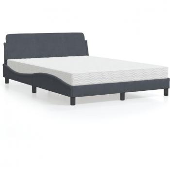 Cama con colchón terciopelo gris oscuro 120x200 cm Vidaxl