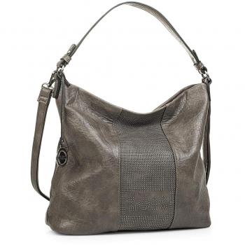 Lois - 94770 Bolso de Mujer Bandolera Tipo Hobo Ajustable. Cierre con Cremallera. Bolsillo detrás Cremallera. Forro Estampado. Piel sintética Polipiel, Color Taupe
