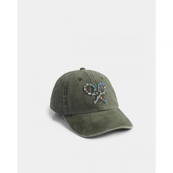 Gorra aplique raqueta étnica verde para Hombre