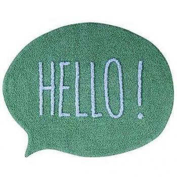 Happy Decor Kids -Alfombra Lavable Hello 100% Algodón Natural -Menta, Blanco- 100 x 120 cm