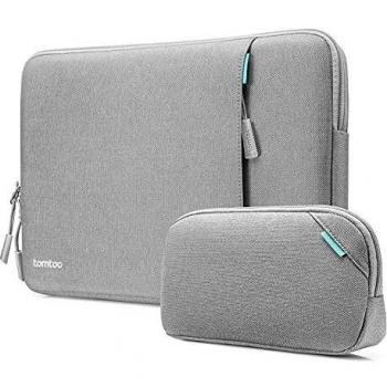 tomtoc Funda Blanda Set para 14 MacBook Pro A2442 M1 Pro/MAX 2021, 13,5 Microsoft Surface Laptop 4 / Surface Book, 14 ZenBook 14 / VivoBook S14, Bolsa Portátil con Bolsita para Accesorios, Gris