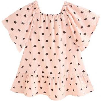 Vestido de niña rosa palo con estrellas negras Dadati
