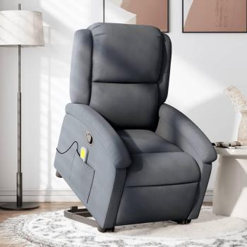 Sillón reclinable de masaje elevable terciopelo gris claro y gris oscuro vidaXL, cómodo, para dormitorio, silla relax, sillón sofá
