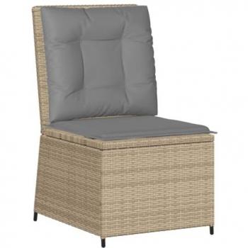 Sofá de jardín reclinable con cojines de polyrattan beige