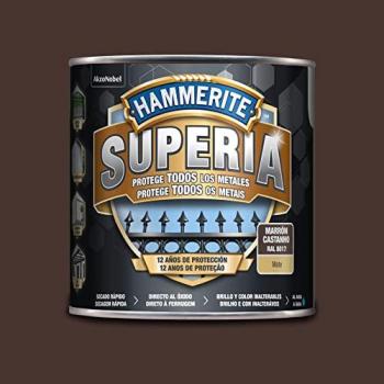 Esmalte Antioxidante al Agua Mate Marrón Oscuro Hammerite Superia 2,5 L - Protección Antióxido hasta 12 Años