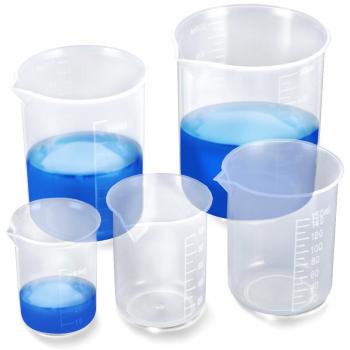 ZITFR 5PCS Jarra Medidora de Polipropileno Vasos Medidores de Plástico PP 50ml a 500ml, Tazas Medidoras Transparentes Resistente al Calor y Ácidos Vasos plastico para Cocina Laboratorio y Hornear