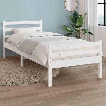 Cama individual de madera maciza blanca redonda 90x190 cm