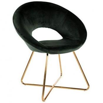 Montemaggi - Sillón circular de terciopelo beige con patas de hierro, color dorado, 71 x 59 x 84 cm