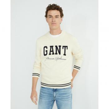 Gant Relaxed Collegiate Crewneck Sweatshirt with Large Print and Contrast Cuffs